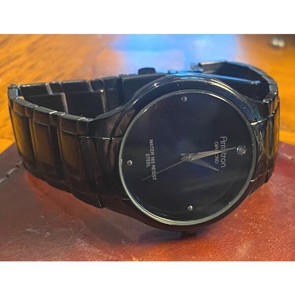Men's 37mm Black Armitron Diamond Watch, WR 50M, 20/4188TI - Picture 2 of 3